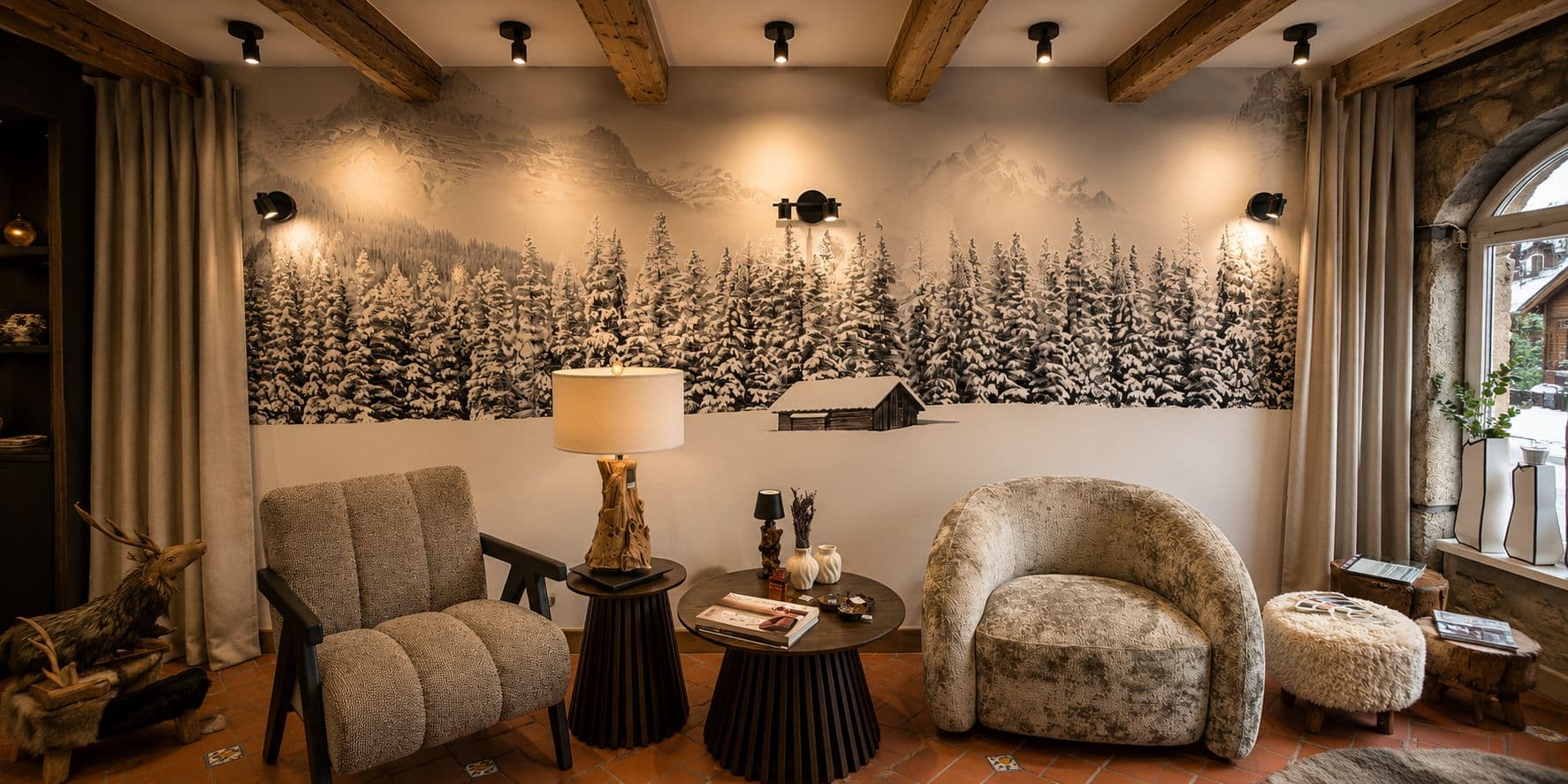 Showroom Soufflet Décoration — panoramique alpin enneigé, Carouge