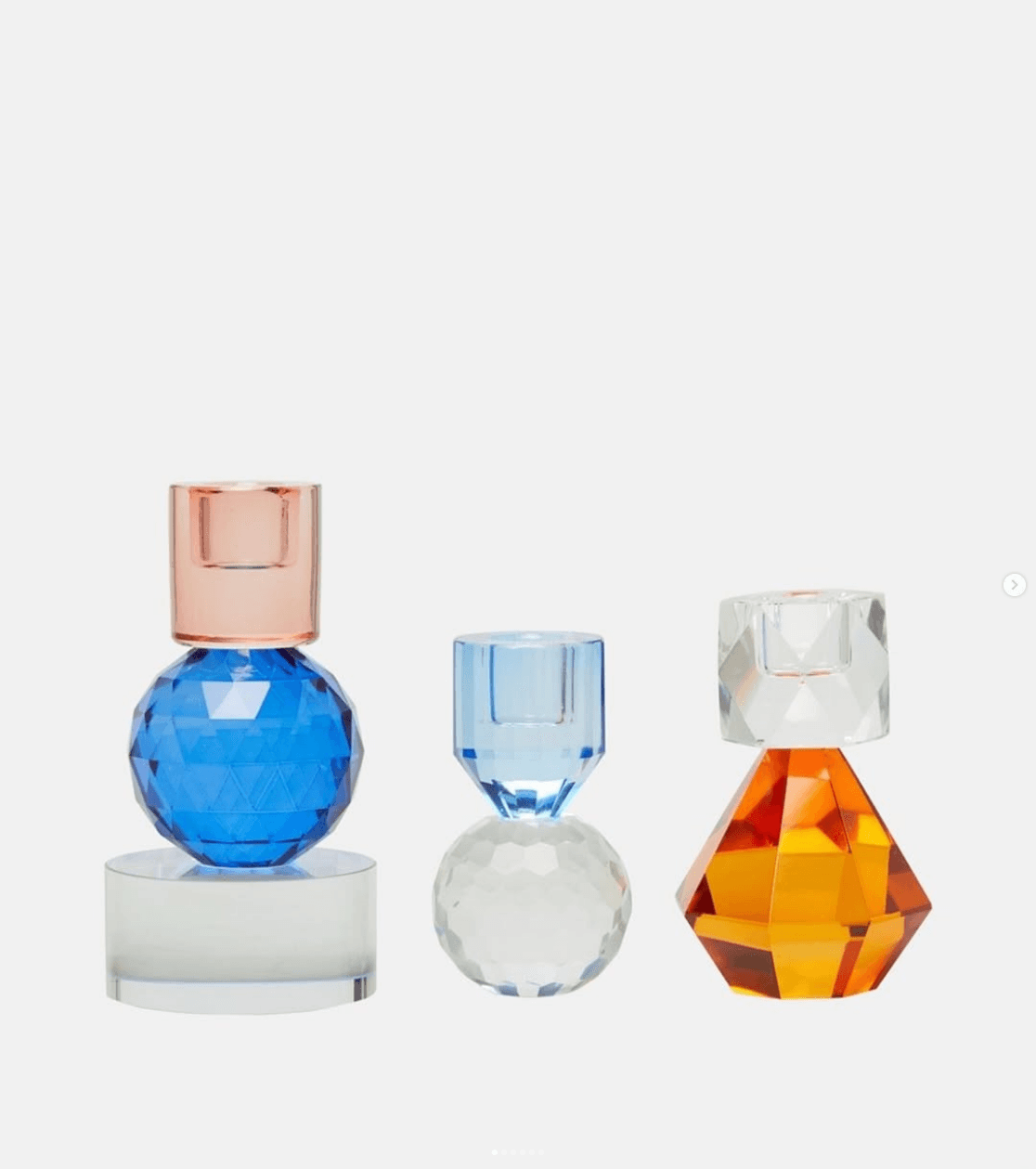 Set 3 bougeoirs cristal — Bleu & Orange