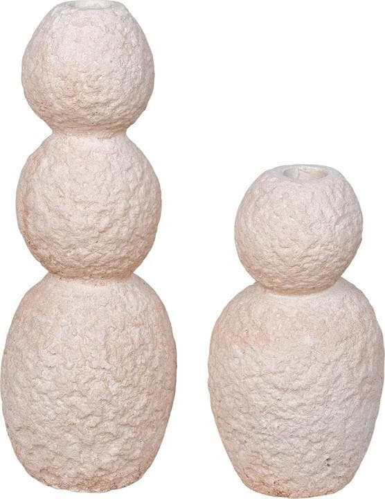 Set 2 bougeoirs en ciment naturel