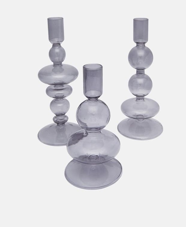 Set 3 bougeoirs cristal — Fumé